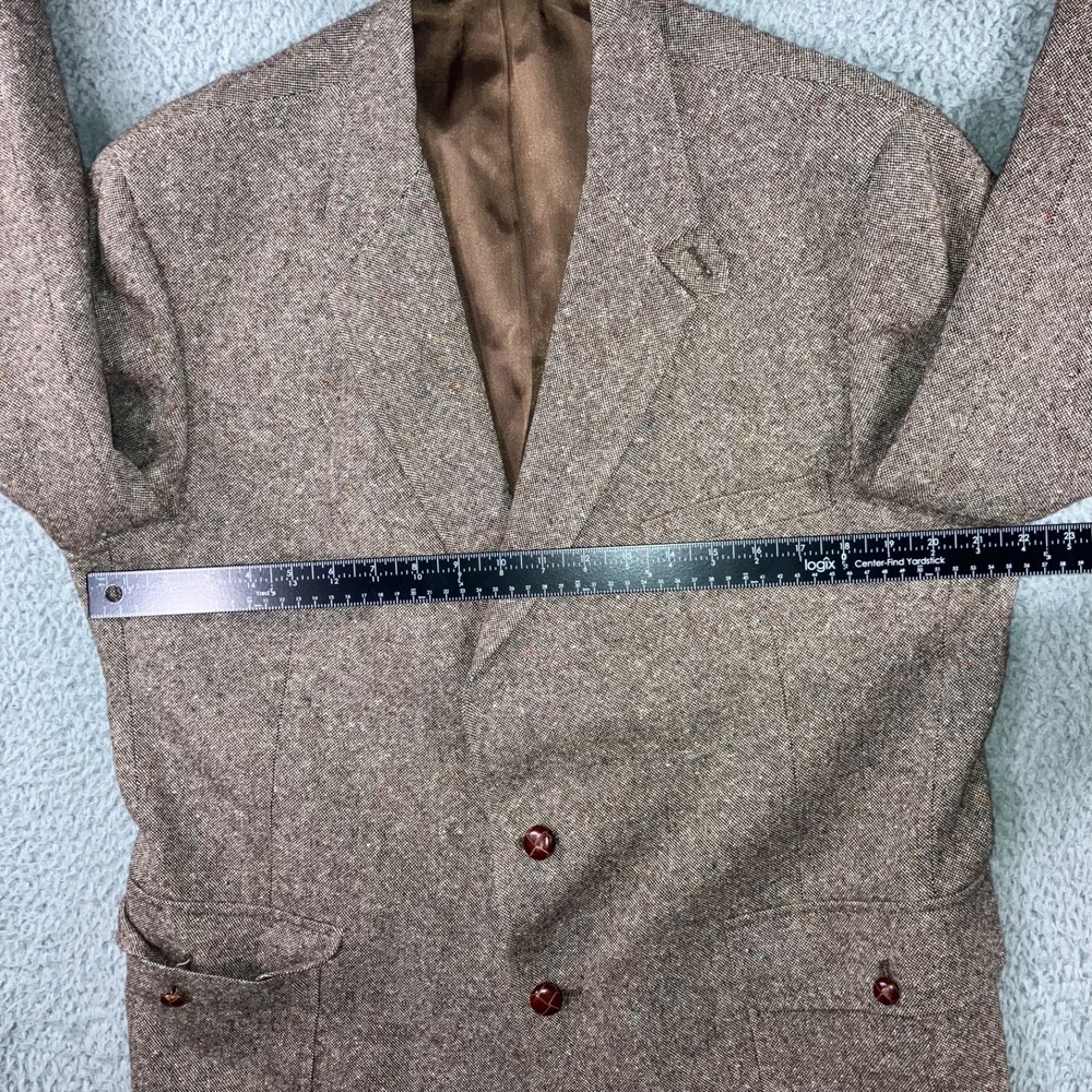Garrison Park Tweed Blazer Men 44 Elbow Patch Two Button Sports Coat Made In USA - Picture 5 of 11